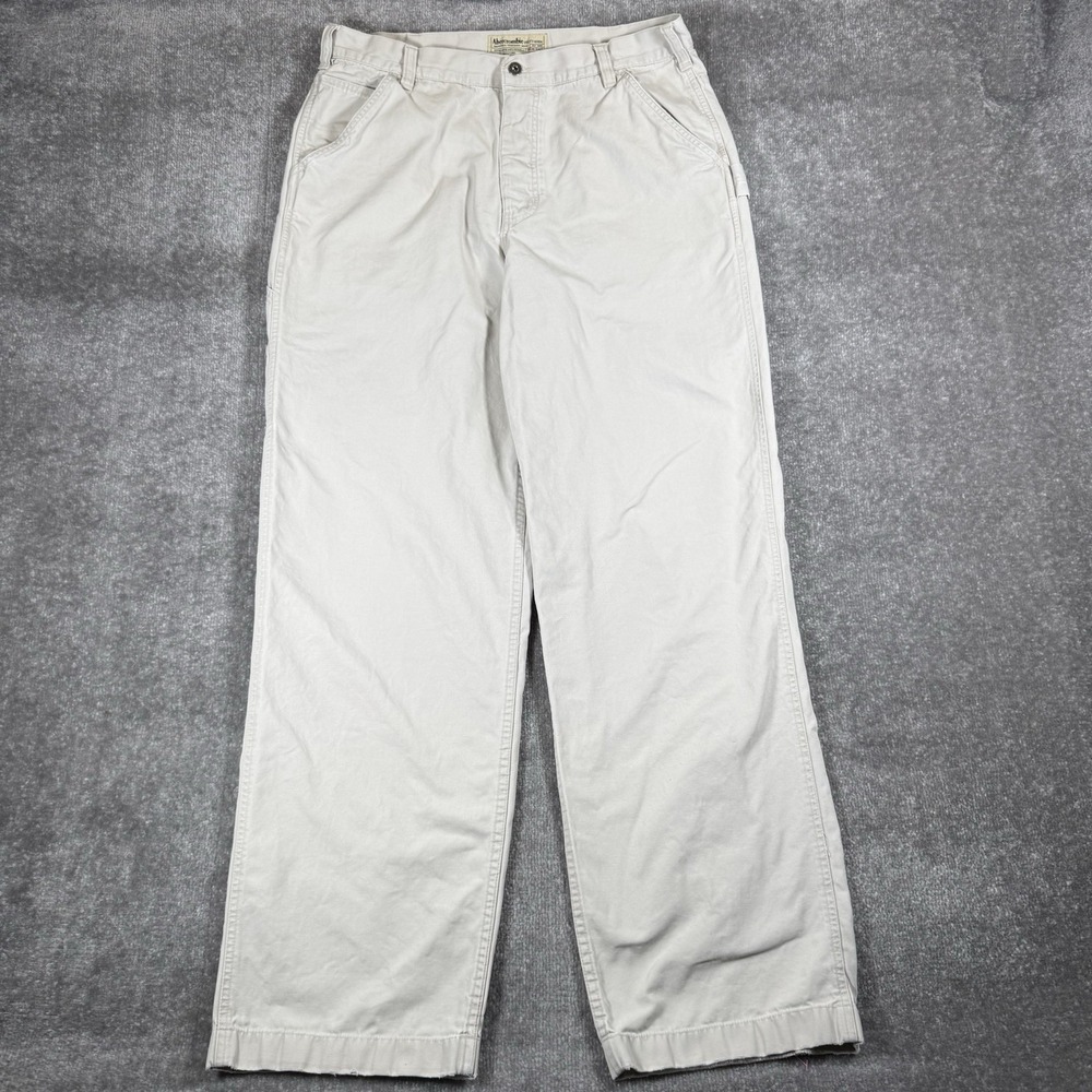 Abercrombie Utility Goods Pants Men's 34x33 Beige Straight Carpenter Distressed
